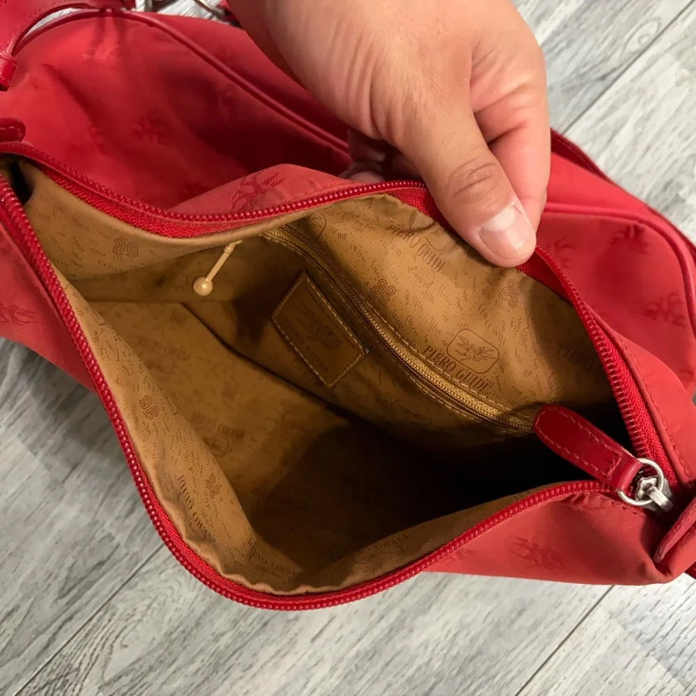 Piero Guidi Red Nylon and Patent Leather Shoulder Bag Made in Italy - Picture 8 of 10